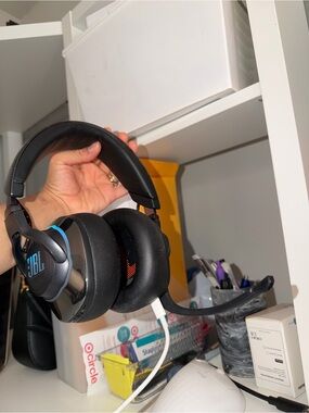 JBL Black Over-Ear Headset with Blue Logo Accents